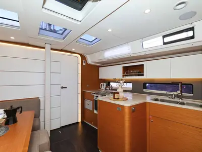 Galley of Kaylani, a Dufour 41 sailboat at Jezera, Croatia