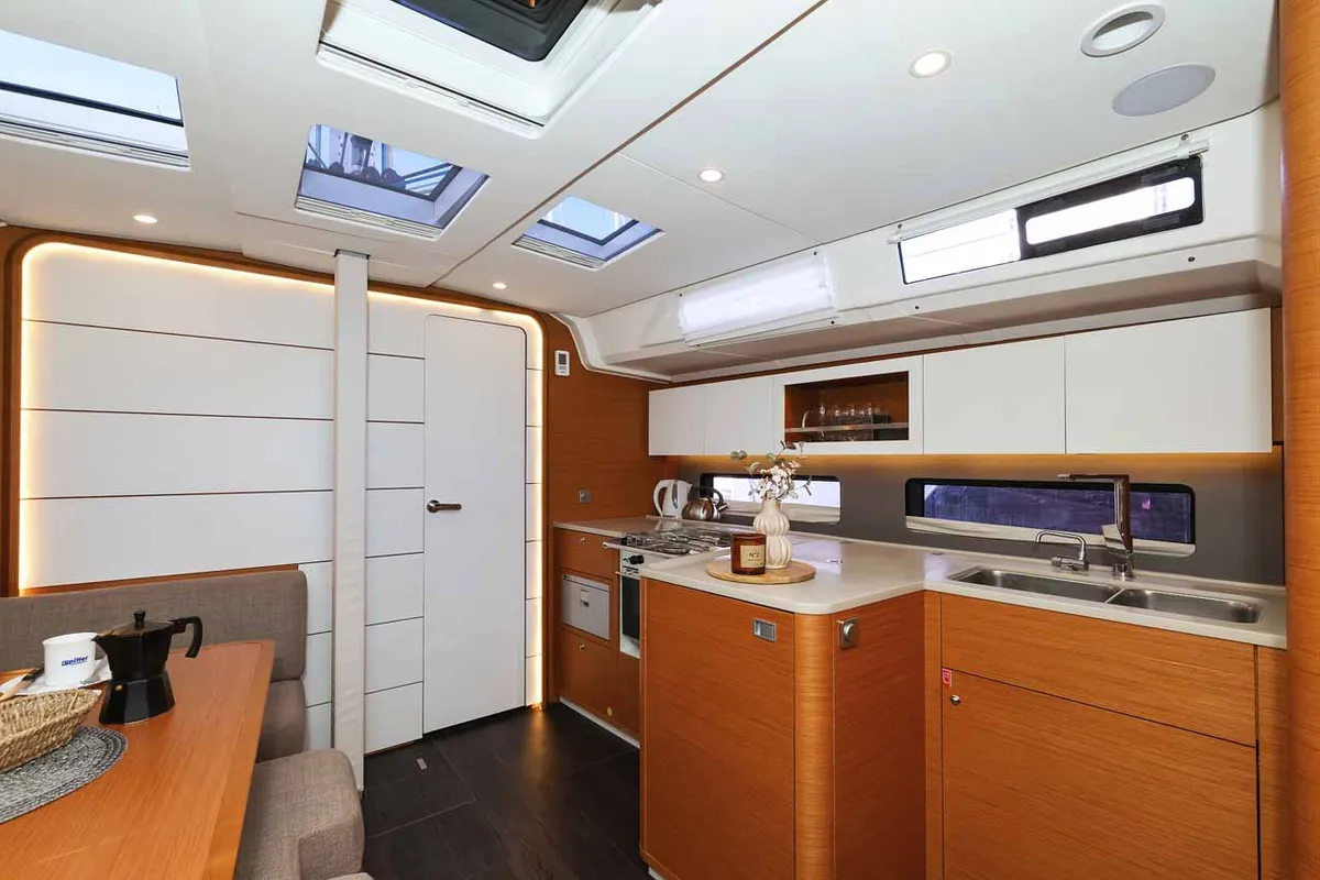 Galley of Kaylani, a Dufour 41 sailboat at Jezera, Croatia