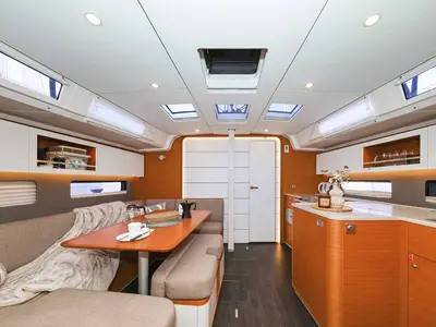 Salon of Kaylani, a Dufour 41 sailboat at Jezera, Croatia
