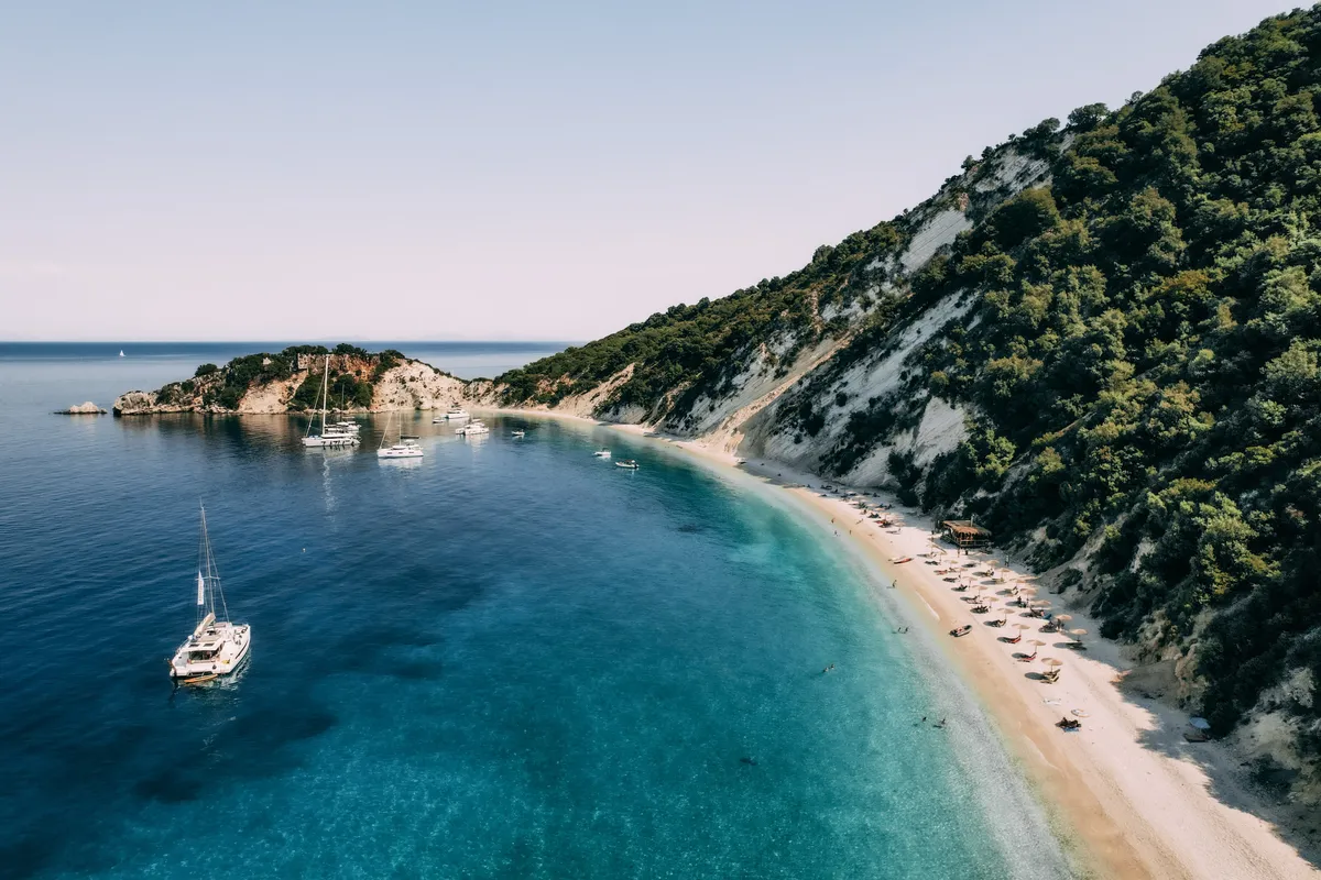 Exterior view of Premium, a Lagoon 42 catamaran at Municipal Unit of Lefkada, Greece