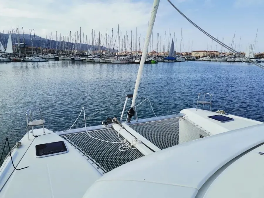 Deck of Premium, a Lagoon 42 catamaran at Municipal Unit of Lefkada, Greece