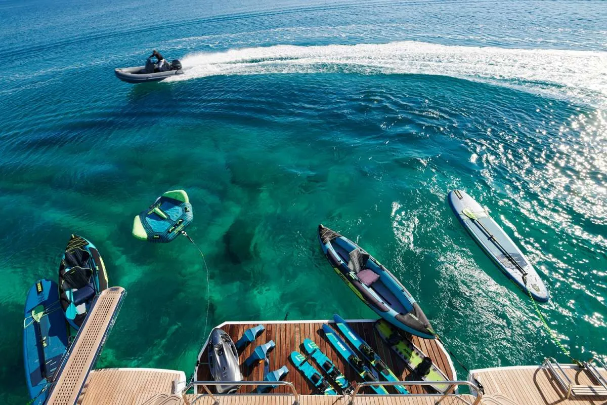 Exterior view of HAPPY, a Lagoon 55 catamaran at Athens, Greece