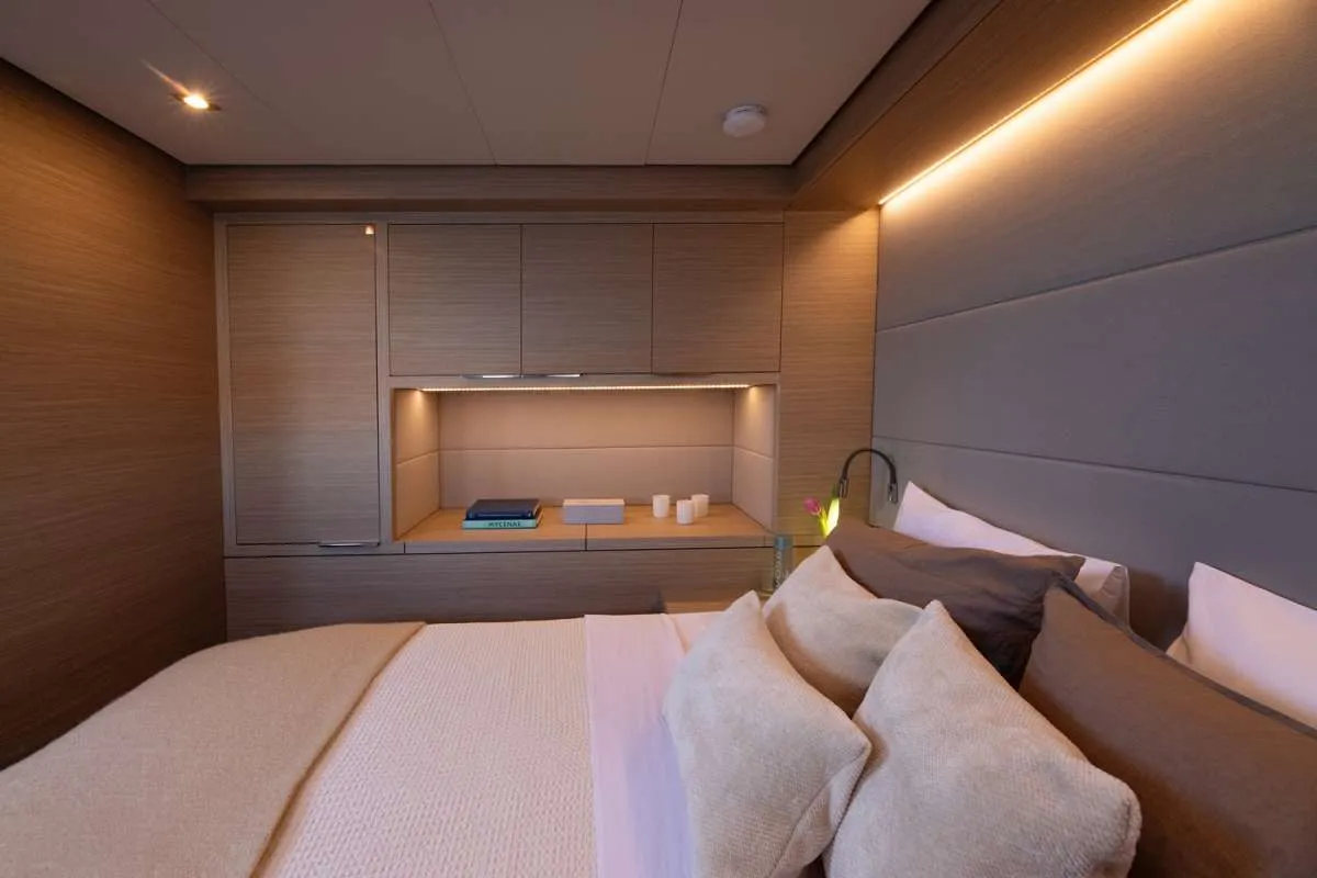 Cabin on HAPPY, a Lagoon 55 catamaran at Athens, Greece