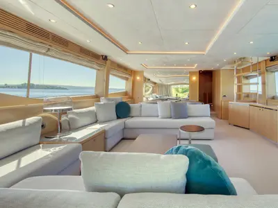 Salon of Insieme, a Princess 85 motor yacht at Grad Trogir, Croatia