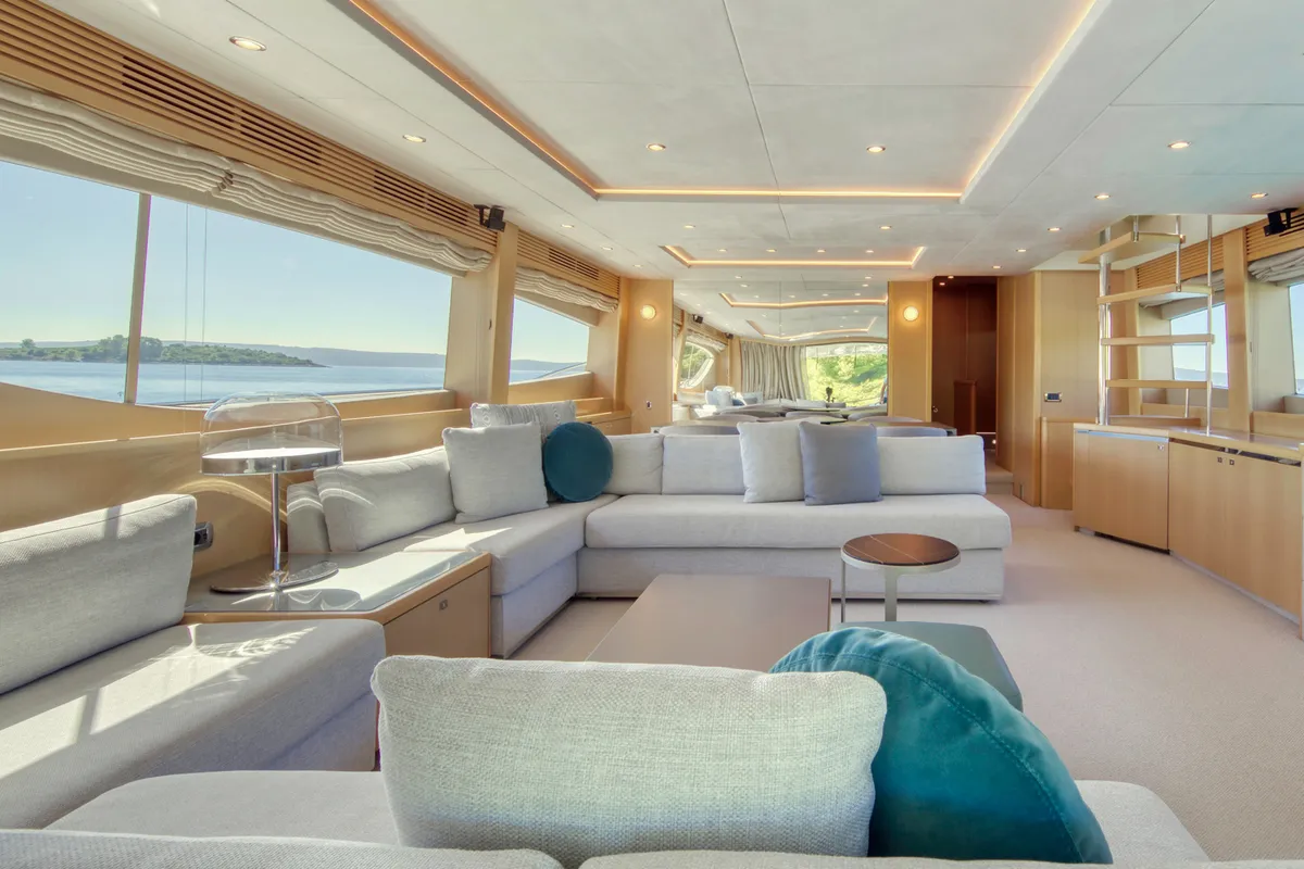 Salon of Insieme, a Princess 85 motor yacht at Grad Trogir, Croatia