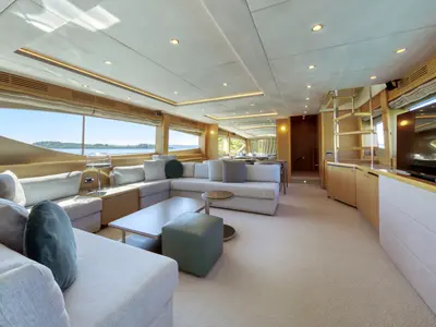 Salon of Insieme, a Princess 85 motor yacht at Grad Trogir, Croatia
