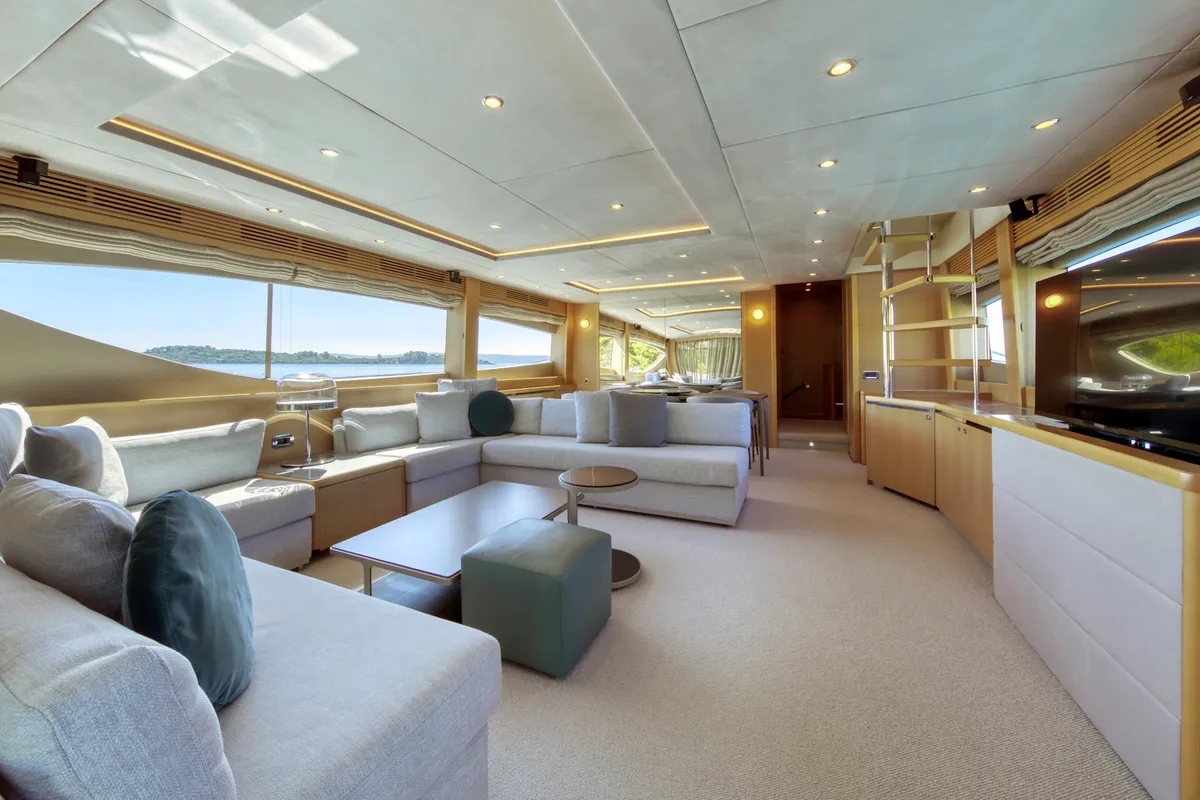 Salon of Insieme, a Princess 85 motor yacht at Grad Trogir, Croatia