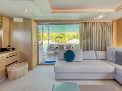 Salon of Insieme, a Princess 85 motor yacht at Grad Trogir, Croatia