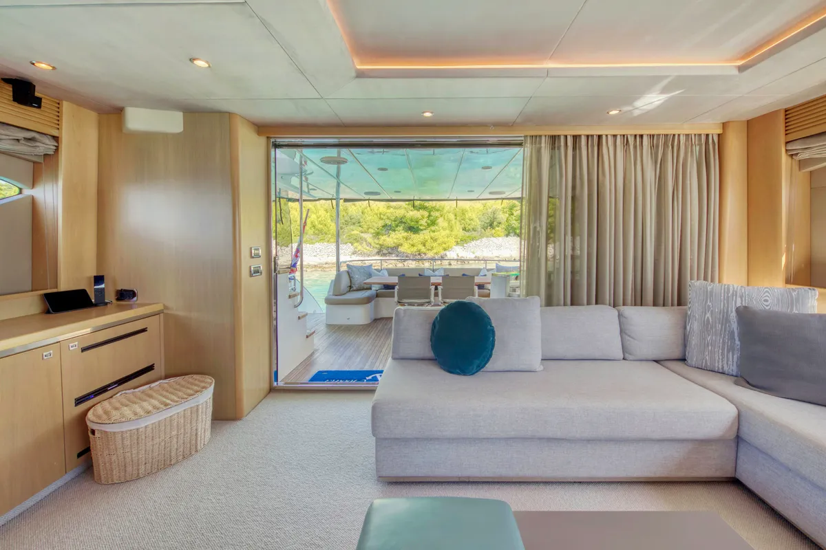 Salon of Insieme, a Princess 85 motor yacht at Grad Trogir, Croatia
