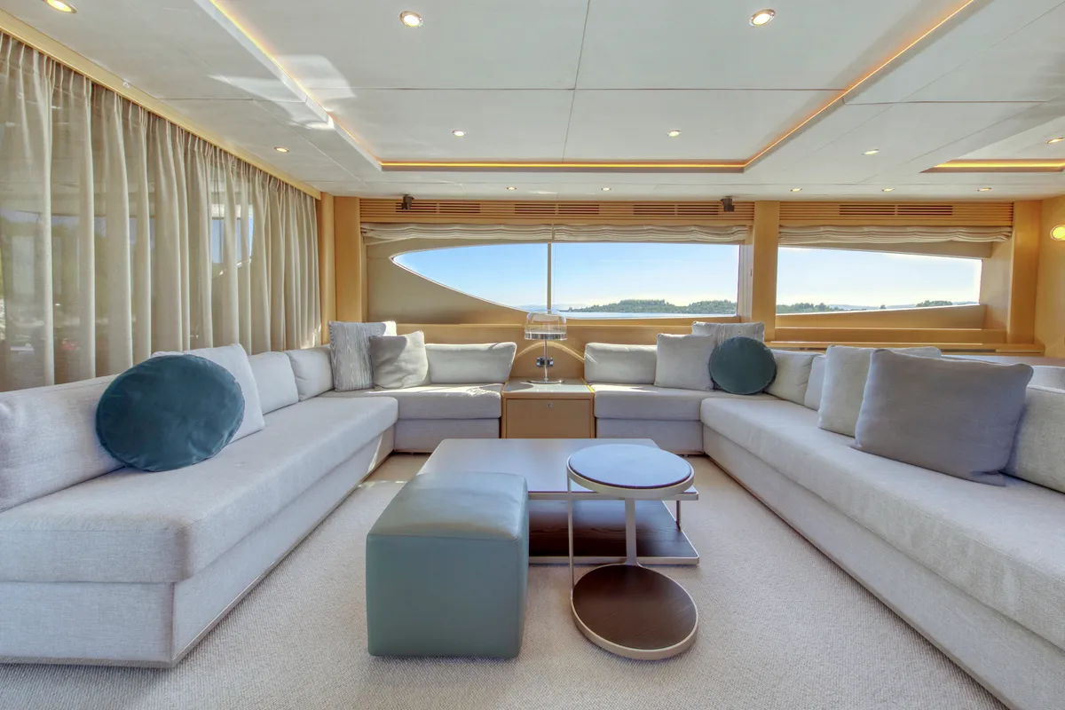 Salon of Insieme, a Princess 85 motor yacht at Grad Trogir, Croatia
