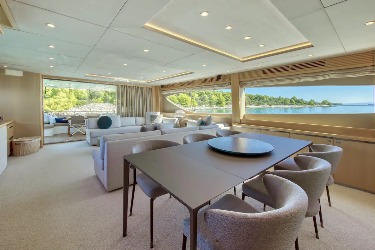 Salon of Insieme, a Princess 85 motor yacht at Grad Trogir, Croatia