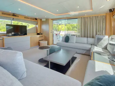 Salon of Insieme, a Princess 85 motor yacht at Grad Trogir, Croatia