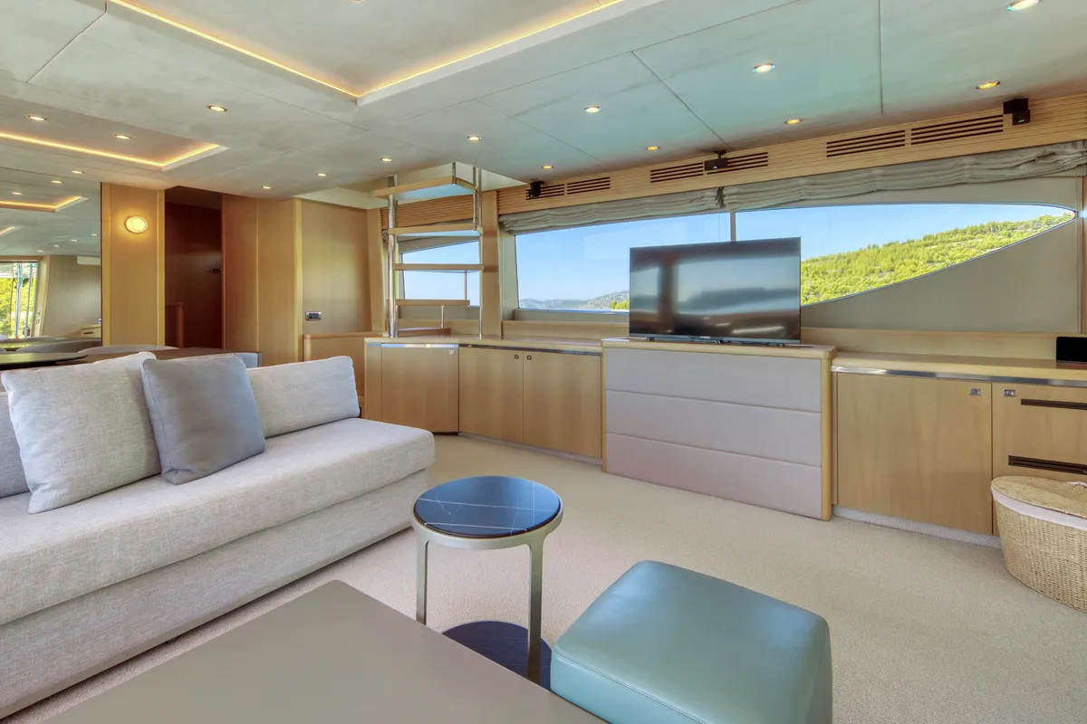 Salon of Insieme, a Princess 85 motor yacht at Grad Trogir, Croatia