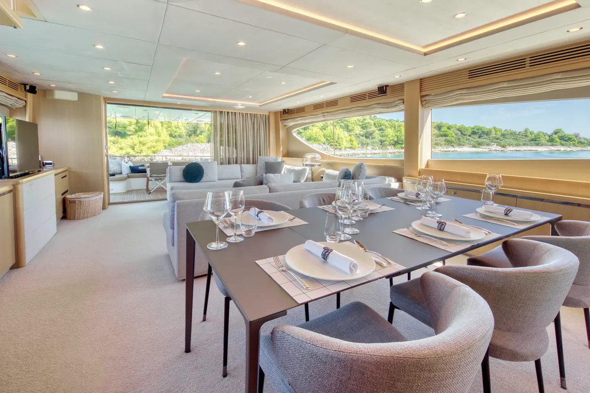 Salon of Insieme, a Princess 85 motor yacht at Grad Trogir, Croatia