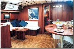 Salon of OSY VI, a Ocean Star 56.1 sailboat at Athens, Greece