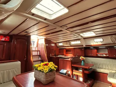 Salon of OSY VI, a Ocean Star 56.1 sailboat at Athens, Greece