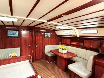 Salon of OSY VI, a Ocean Star 56.1 sailboat at Athens, Greece