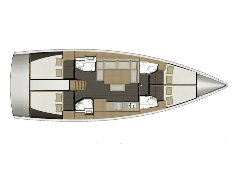 Floor plan of Gerry, a Dufour 460 Grand Large sailboat at Kalkara, Malta