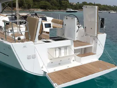 Deck of Gerry, a Dufour 460 Grand Large sailboat at Kalkara, Malta