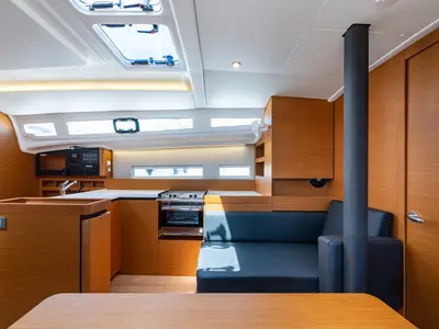 Galley of Martha, a Jeanneau Sun Odyssey 410 sailboat at Municipal Unit of Lefkada, Greece