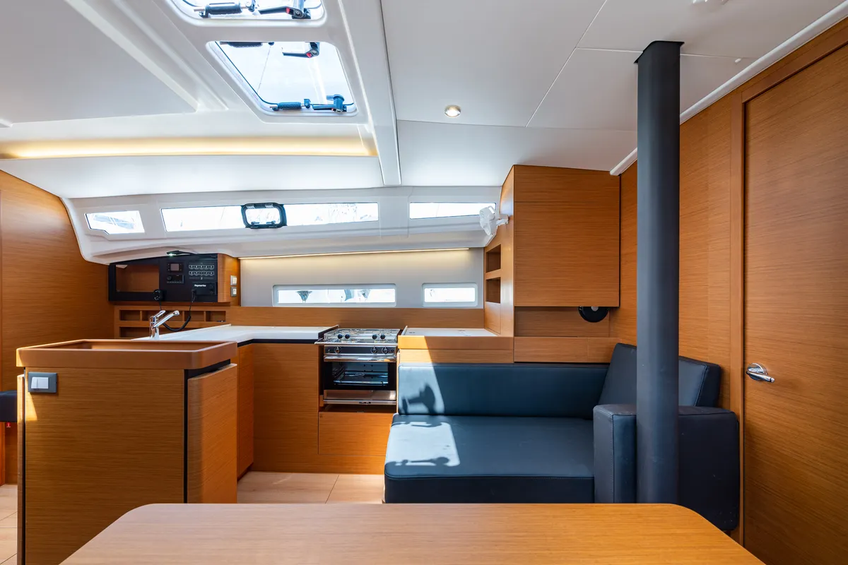 Galley of Martha, a Jeanneau Sun Odyssey 410 sailboat at Municipal Unit of Lefkada, Greece