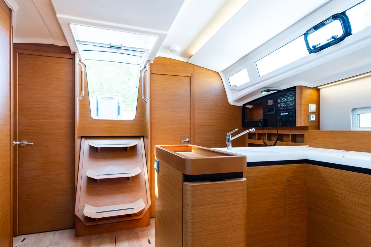 Galley of Martha, a Jeanneau Sun Odyssey 410 sailboat at Municipal Unit of Lefkada, Greece
