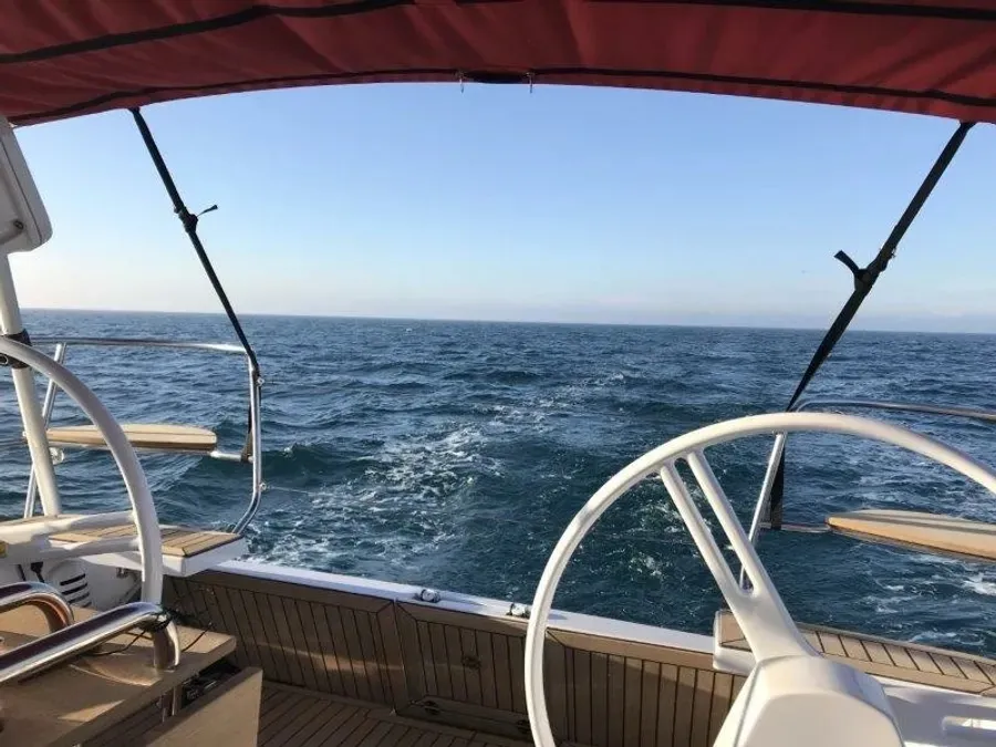 Cockpit of Google, a Elan Impression 40 sailboat at Grad Trogir, Croatia