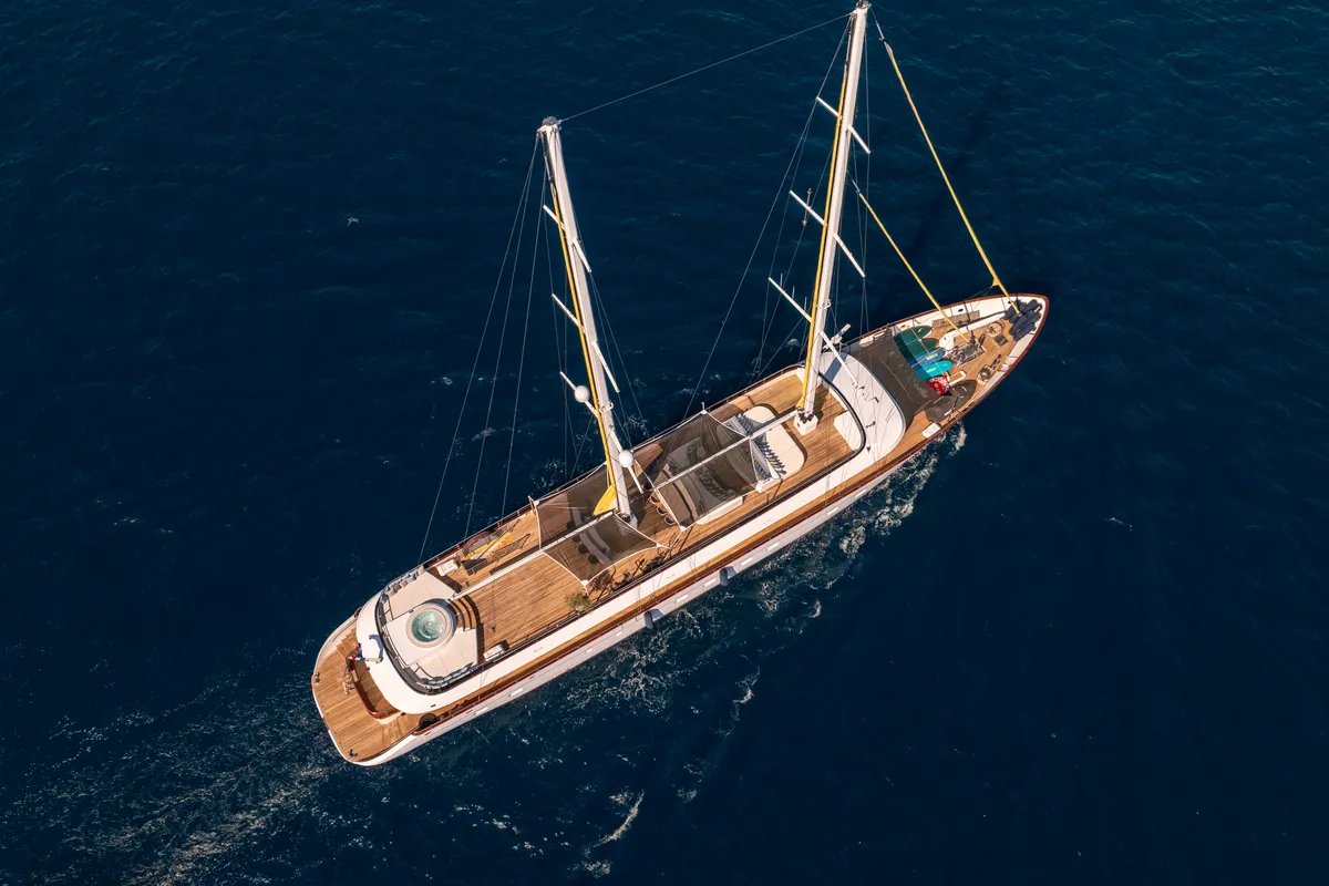 Exterior view of Anima Maris, a Gulet Luxury Sailing Yacht sailboat at Split, Croatia