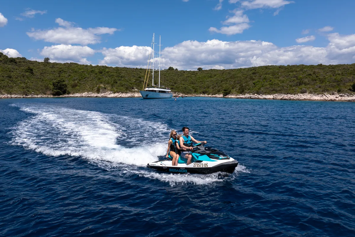 Exterior view of Anima Maris, a Gulet Luxury Sailing Yacht sailboat at Split, Croatia