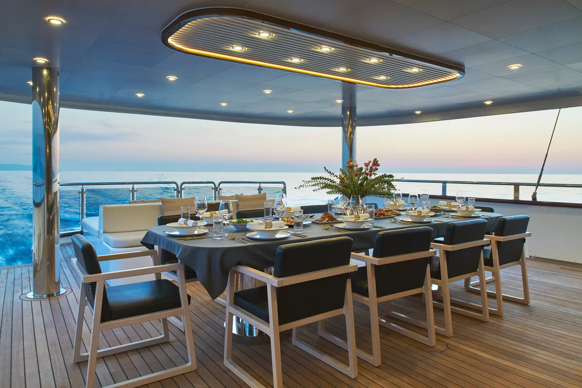 Deck of Anima Maris, a Gulet Luxury Sailing Yacht sailboat at Split, Croatia