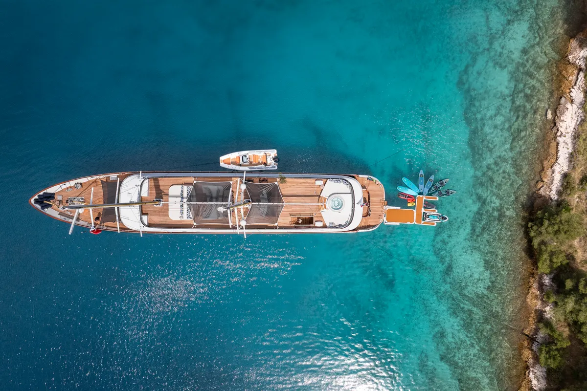 Exterior view of Anima Maris, a Gulet Luxury Sailing Yacht sailboat at Split, Croatia