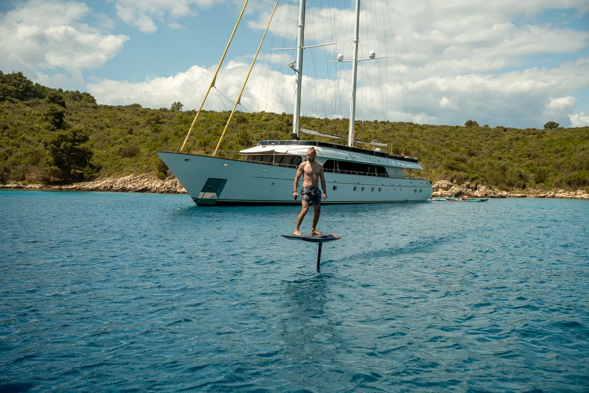 Exterior view of Anima Maris, a Gulet Luxury Sailing Yacht sailboat at Split, Croatia