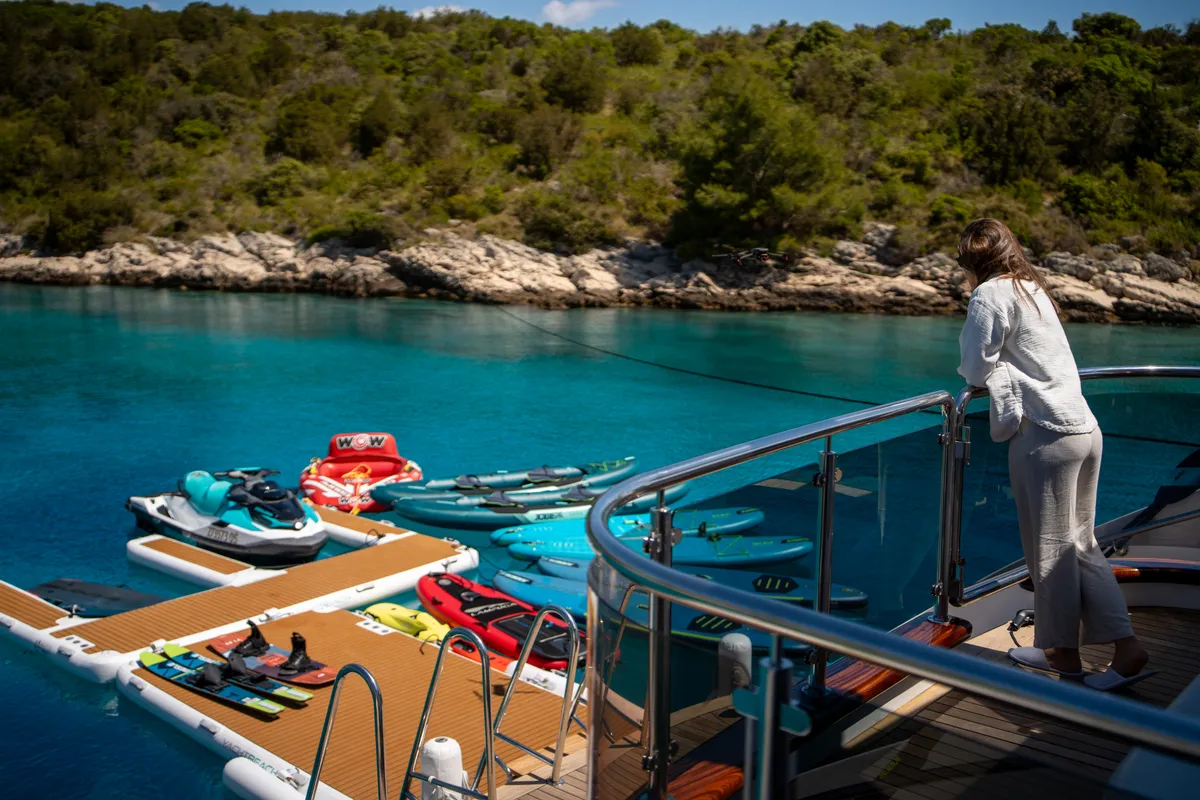 Deck of Anima Maris, a Gulet Luxury Sailing Yacht sailboat at Split, Croatia