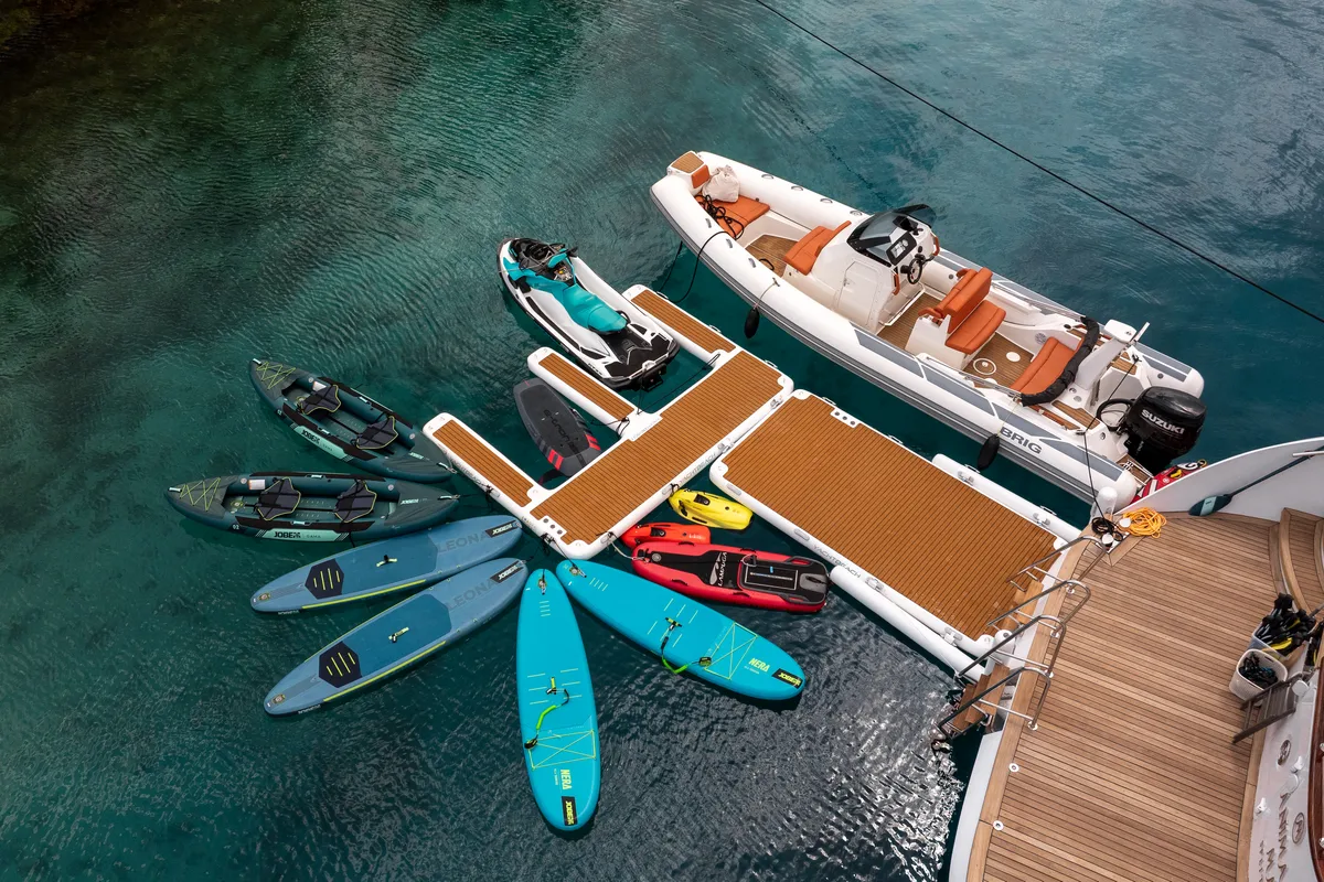 Deck of Anima Maris, a Gulet Luxury Sailing Yacht sailboat at Split, Croatia