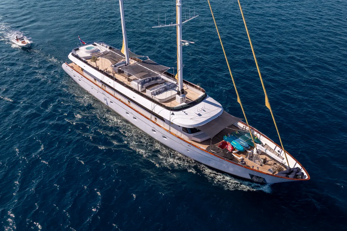 Exterior view of Anima Maris, a Gulet Luxury Sailing Yacht sailboat at Split, Croatia