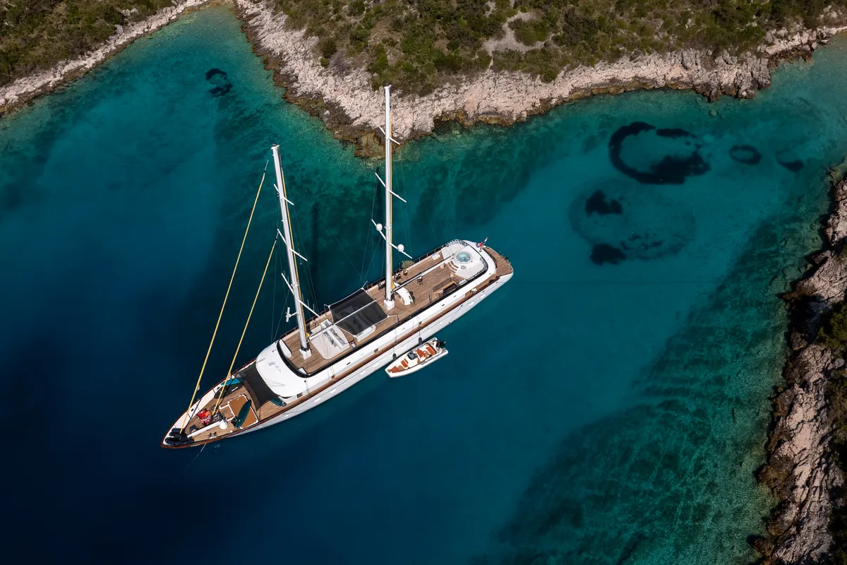 Exterior view of Anima Maris, a Gulet Luxury Sailing Yacht sailboat at Split, Croatia