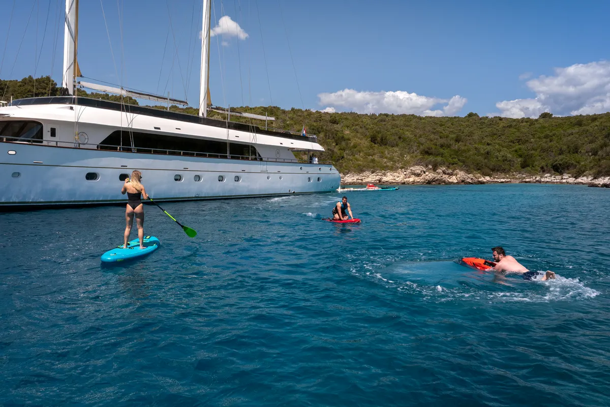 Exterior view of Anima Maris, a Gulet Luxury Sailing Yacht sailboat at Split, Croatia