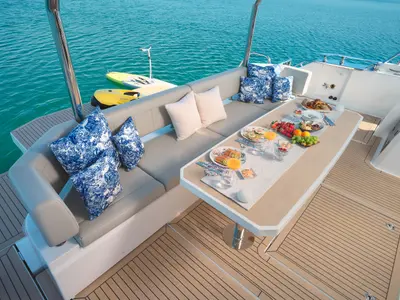 Deck of By My Side, a Aquila 54 Yacht catamaran at Šibenik, Croatia