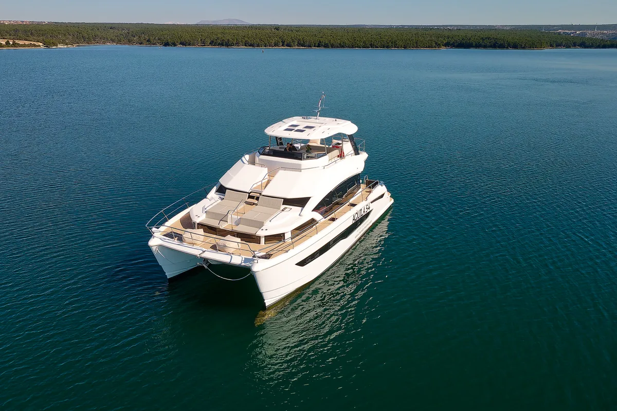 Exterior view of By My Side, a Aquila 54 Yacht catamaran at Šibenik, Croatia