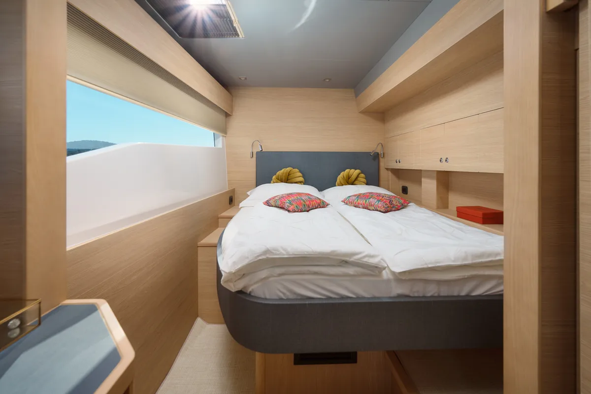 Cabin on By My Side, a Aquila 54 Yacht catamaran at Šibenik, Croatia