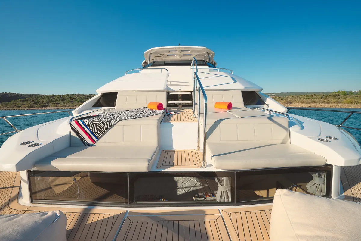 Deck of By My Side, a Aquila 54 Yacht catamaran at Šibenik, Croatia