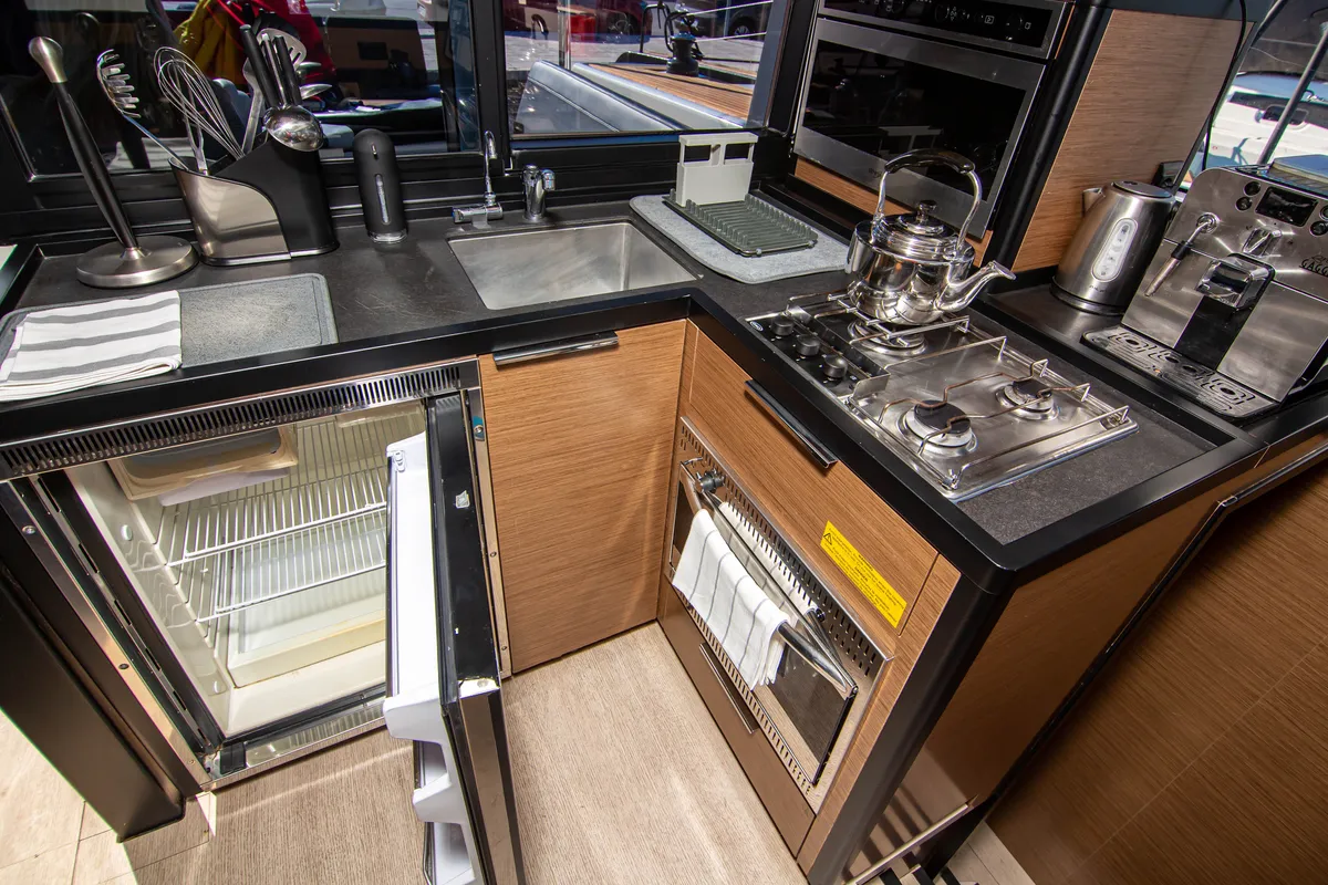 Galley of Sol Invictus, a Lagoon 40 catamaran at Preveza, Greece