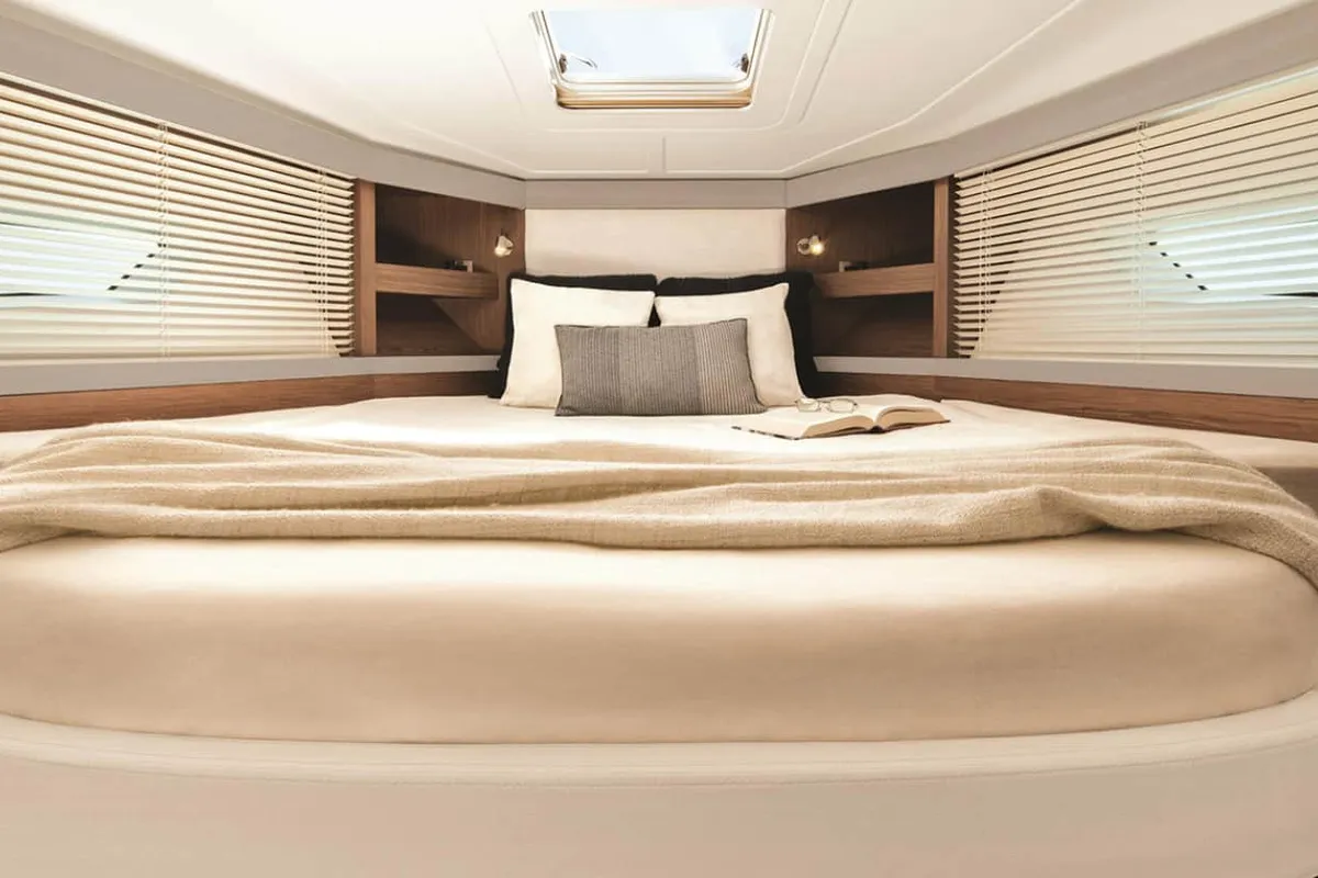 Cabin on Island Cruise, a Beneteau GT40 motorboat at Malé, Maldives