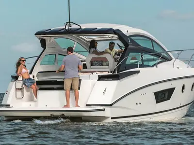 Deck of Island Cruise, a Beneteau GT40 motorboat at Malé, Maldives