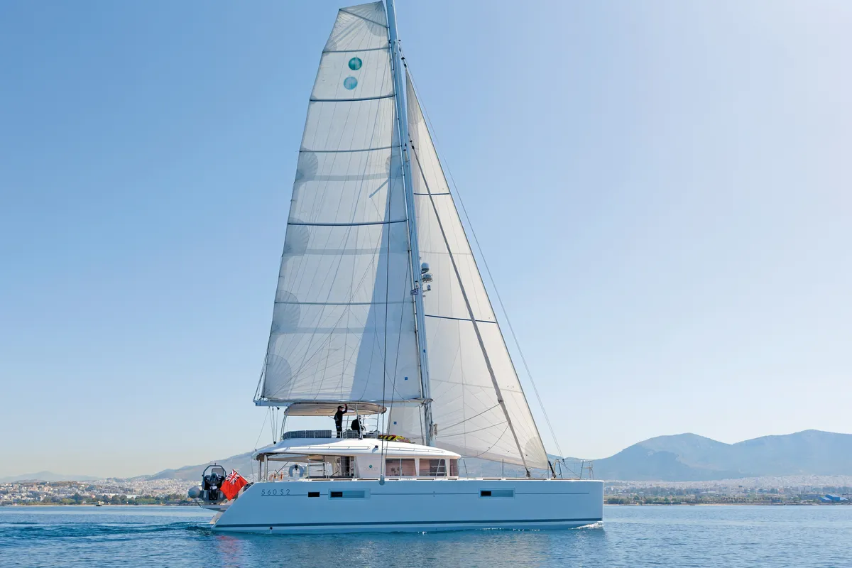 Exterior view of Cool Breeze, a Lagoon 560 catamaran at Općina Marina, Croatia