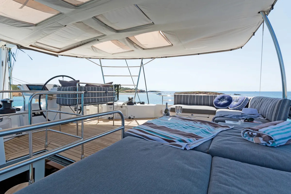 Deck of Cool Breeze, a Lagoon 560 catamaran at Općina Marina, Croatia
