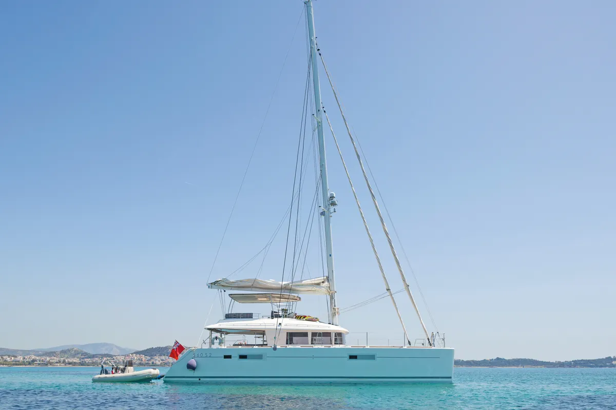 Exterior view of Cool Breeze, a Lagoon 560 catamaran at Općina Marina, Croatia