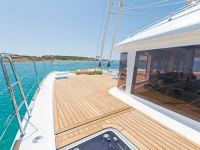 Deck of Cool Breeze, a Lagoon 560 catamaran at Općina Marina, Croatia