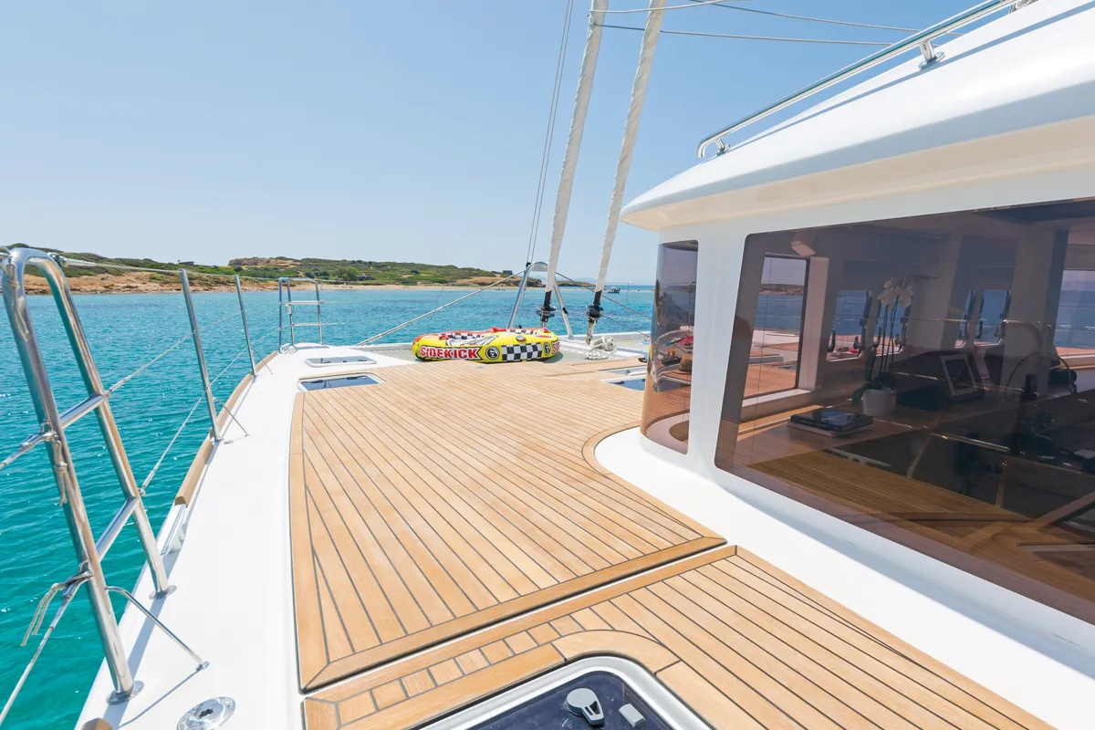 Deck of Cool Breeze, a Lagoon 560 catamaran at Općina Marina, Croatia
