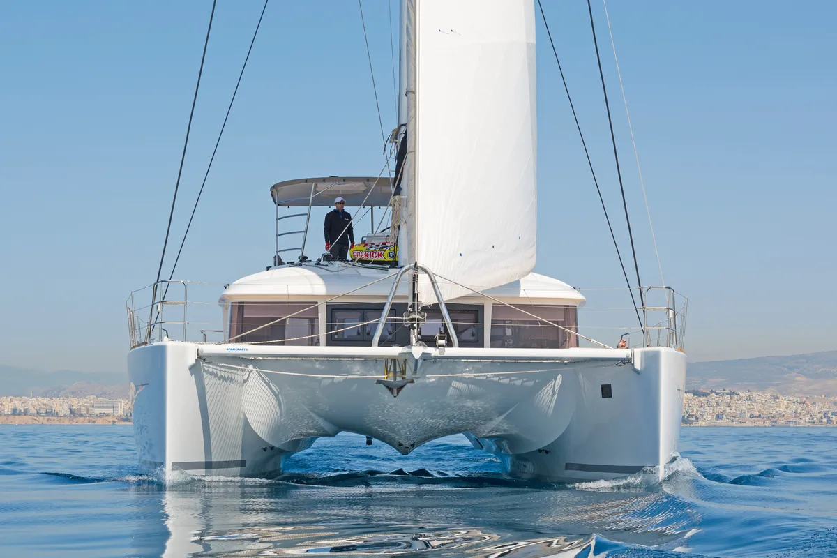 Exterior view of Cool Breeze, a Lagoon 560 catamaran at Općina Marina, Croatia